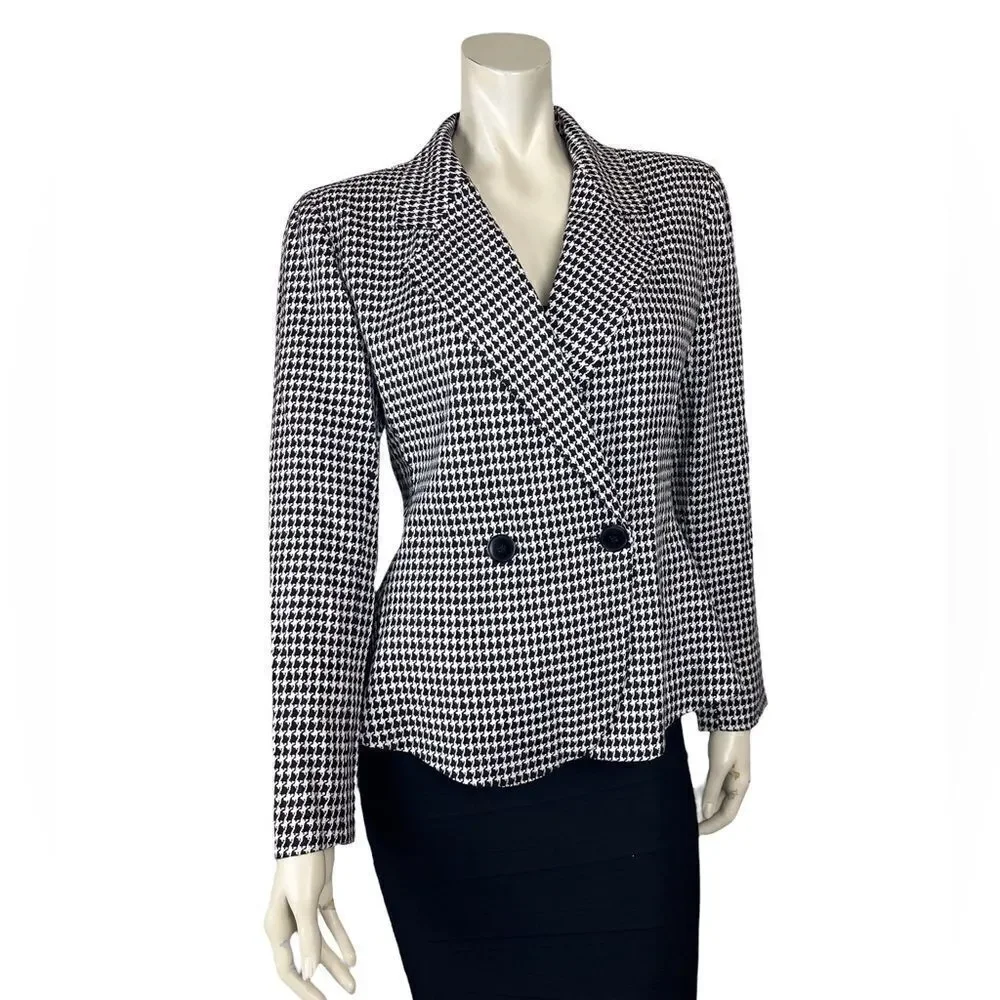LIKE NEW Vintage Christian Dior Black/Cream Houndstooth Double-Breasted Jacket